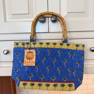 Women’s hand bag purse sunny new with tags bamboo handles